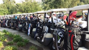 Golfers lining up at the first hole at the 6th Annual NSF San Diego Charity Golf Tournament, held at Maderas Golf Club on Sunday, August 18th.